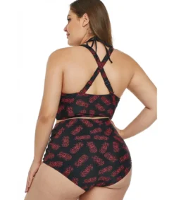 LC Ananaskuvioiset korkeavyötäröiset mesh-bikinit