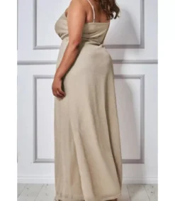 LC Aprikoosi wrap-look v-maksimekko halkiolla (plus size)