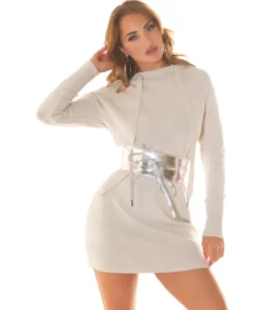 Koucla Beige basic neulemekko hupulla