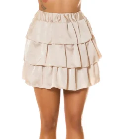 Hersecret Beige korkeavyötäröinen lyhyt röyhelöhame