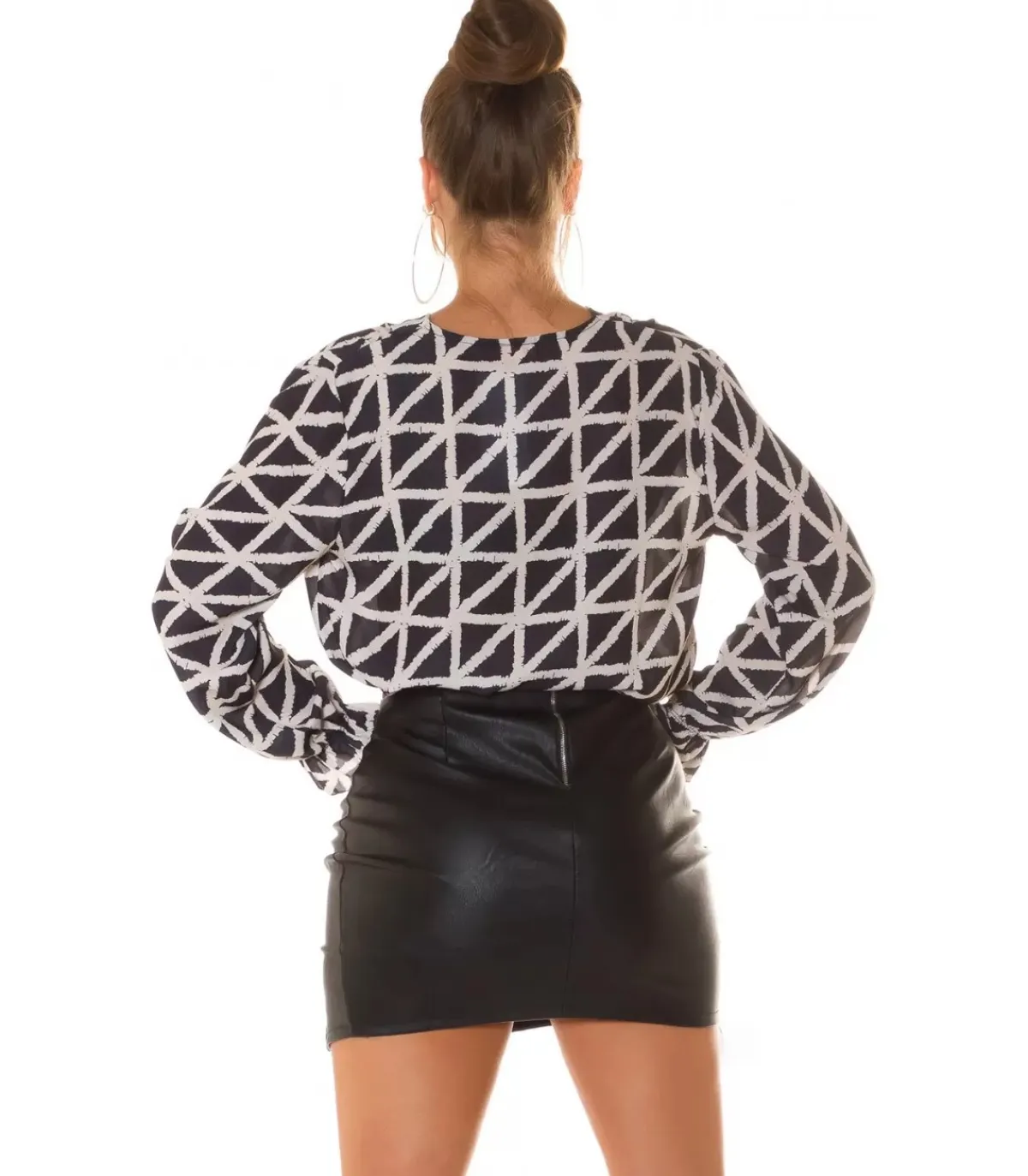 Koucla Beige kuviollinen wrap-look pusero