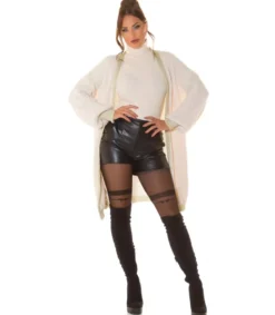 Hersecret Beige oversized pitkä villatakki tehostevärillä