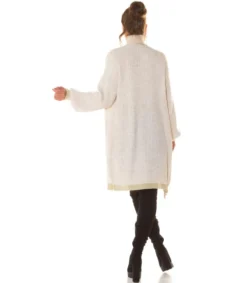 Hersecret Beige oversized pitkä villatakki tehostevärillä
