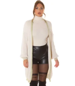 Hersecret Beige oversized pitkä villatakki tehostevärillä