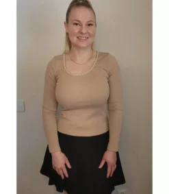 LC Beige pitkähihainen ribbipaita heikauuksea