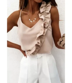 LC Beige röyhelökoristeinen toppi