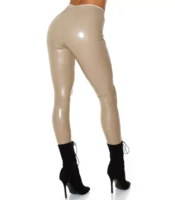 Koucla Beiget latex look housut vetoketjulla