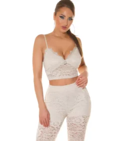 Hersecret Beiget pitsihousut ja bralettetoppi