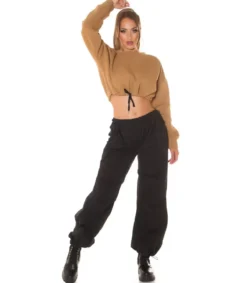 Hersecret Cappuccino crop collegepaita nauhoilla