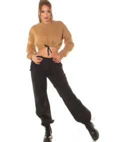 Hersecret Cappuccino crop collegepaita nauhoilla