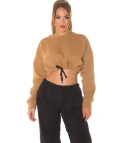 Hersecret Cappuccino crop collegepaita nauhoilla