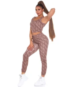 Koucla Cappuccino crop top printtikuvioinen joggerisetti