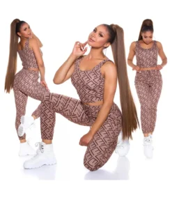 Koucla Cappuccino crop top printtikuvioinen joggerisetti