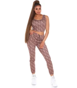 Koucla Cappuccino crop top printtikuvioinen joggerisetti