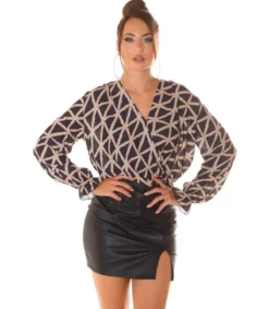 Koucla Cappuccino kuviollinen wrap-look pusero