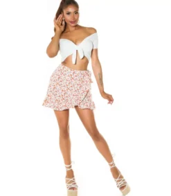 Koucla Cream kukkakuvioinen shortsihame