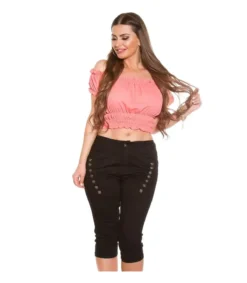 Koucla Curvy Girls Size mustat nappikoristeiset caprit