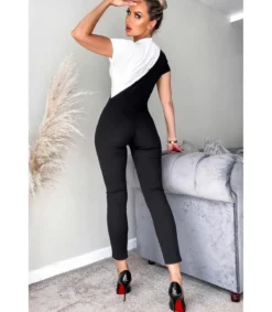 CW Sofia mustavalkoinen vetoketjullinen jumpsuit