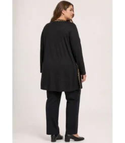 EF musta/leopardikuvioinen paitatakki (plus size)