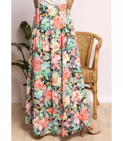 Hersecret Elena Z musta kukkakuvioinen high low -hame