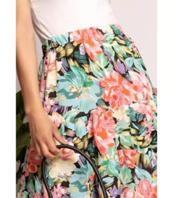 Hersecret Elena Z musta kukkakuvioinen high low -hame