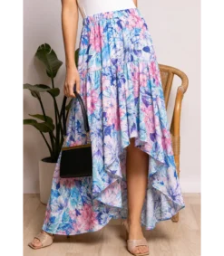 Hersecret Elena Z sininen kukkakuvioinen high low -hame
