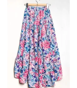 Hersecret Elena Z sininen kukkakuvioinen high low -hame