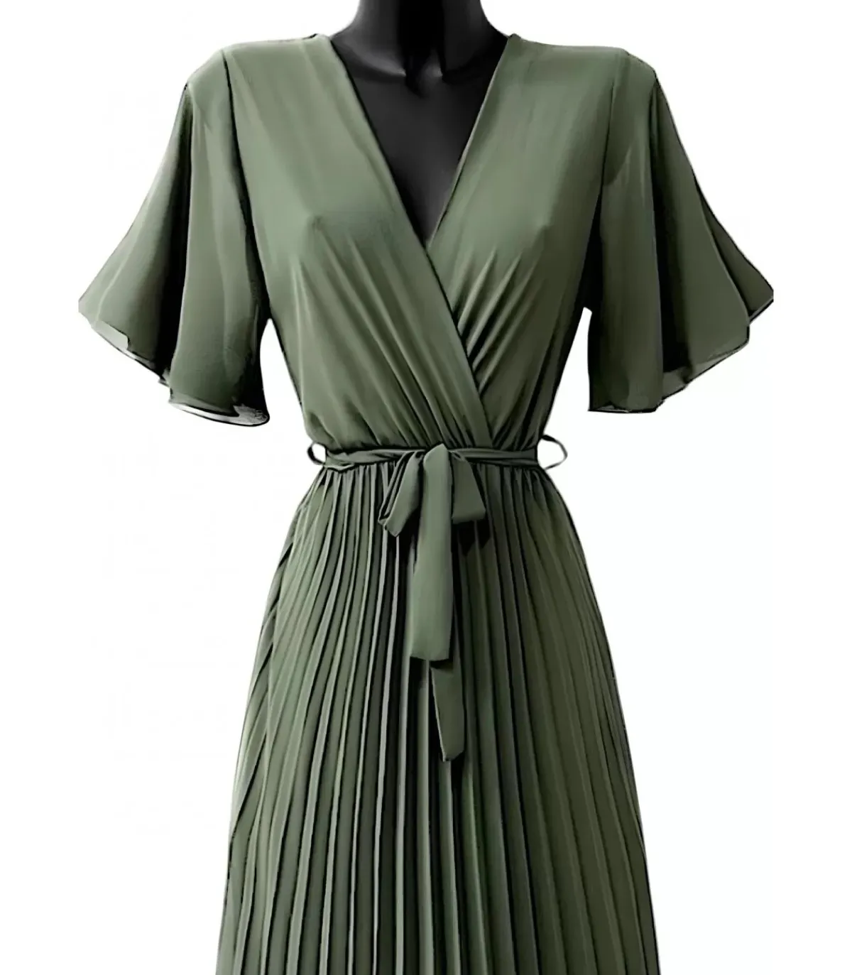 Elle Style Alita khaki pitkä vekkimekko vyöllä