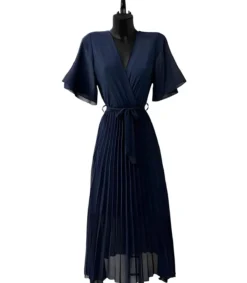Elle Style Alita tummansininen pitkä vekkimekko vyöllä
