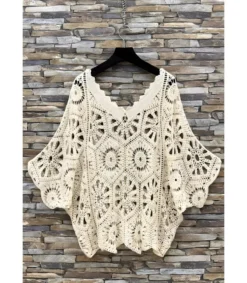 Elle Style Hena beige virkattu paita