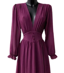 Elle Style Julietta mauve maksimekko helminapeilla