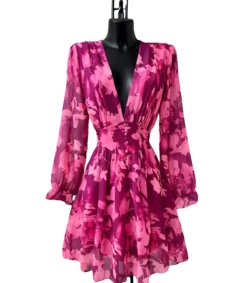 Elle Style Juliette mauve kukkakuvioinen mekko helminapeilla