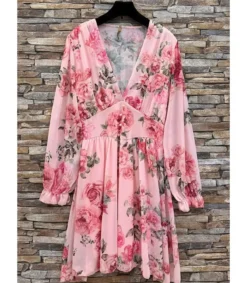Elle Style Juliette vaaleanpunainen ruusukuvioinen mekko helminapeilla