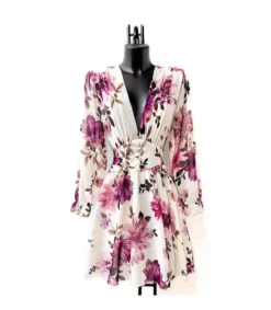 Hersecret Elle Style Juliette valkoinen kukkakuvioinen mekko helminapeilla