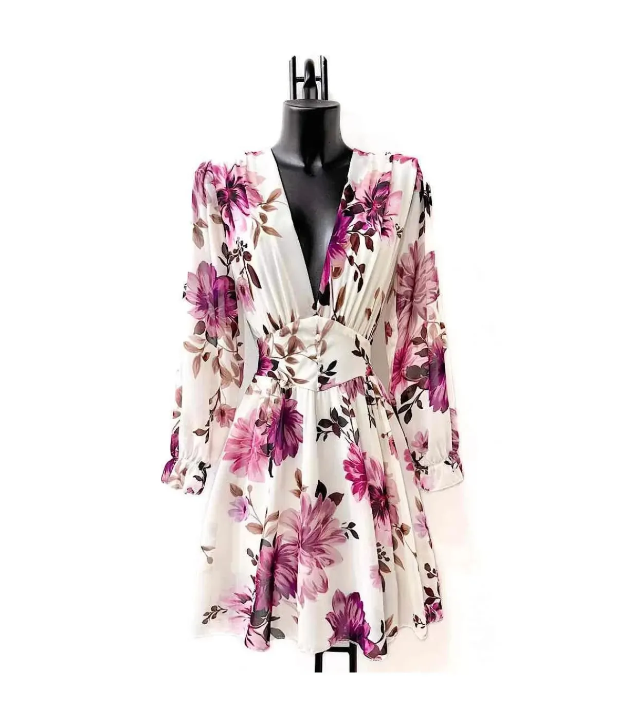 Hersecret Elle Style Juliette valkoinen kukkakuvioinen mekko helminapeilla