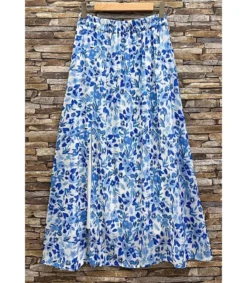 Elle Style Latina sininen kuviollinen maksihame halkiolla