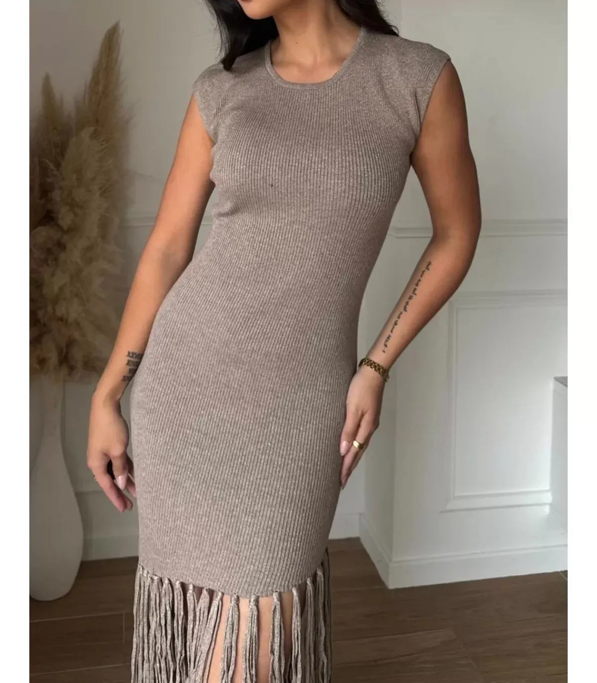 Hersecret Emma Ashley beige hihaton neulemekko hapsuilla