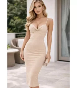 Hersecret Feelook beige ribbineulemekko solmulla