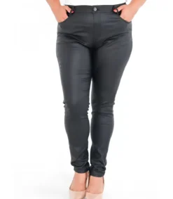 Hersecret G-smack mustat tekonahkahousut (plus size)
