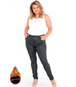 Hersecret G-smack mustat tekonahkahousut (plus size)