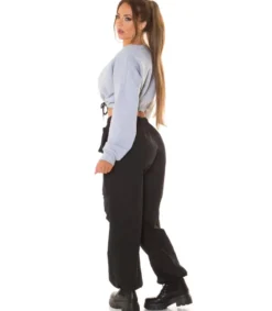 Hersecret Harmaa crop collegepaita nauhoilla