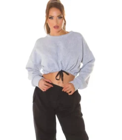 Hersecret Harmaa crop collegepaita nauhoilla
