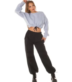 Hersecret Harmaa crop collegepaita nauhoilla