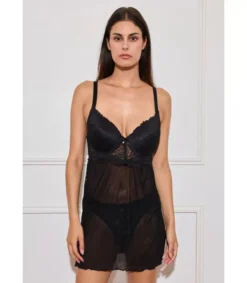 Hersecret Inoo musta plus size babydoll pitsillä