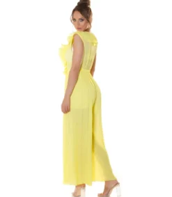 Koucla Keltainen v-röyhelöjumpsuit vyöllä