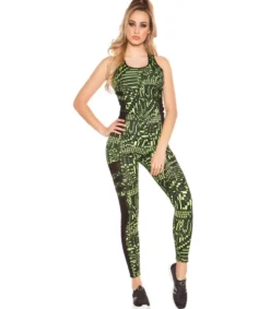 Koucla Keltaiset printtikuvioiset mesh treenitrikoot + toppi