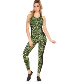 Koucla Keltaiset printtikuvioiset mesh treenitrikoot + toppi