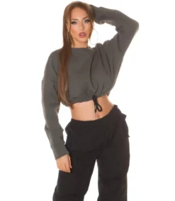 Hersecret Khaki crop collegepaita nauhoilla