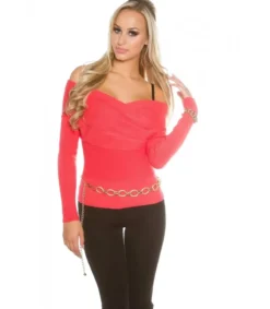 Koucla koralli off-shoulder wrap-neule