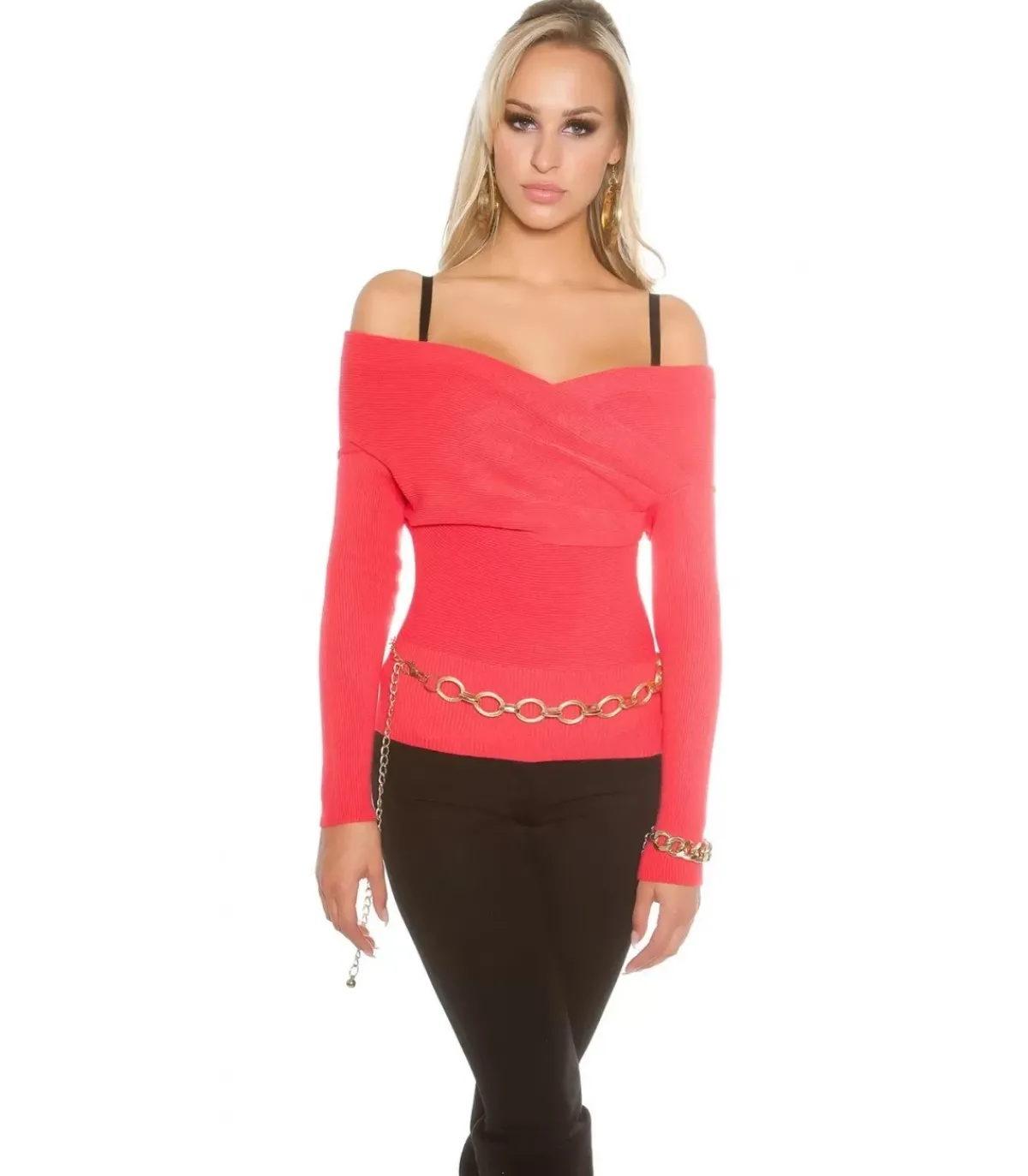 Koucla koralli off-shoulder wrap-neule